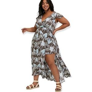 Torrid Floral Crinkled Gauze Walkthrough Romper Dress